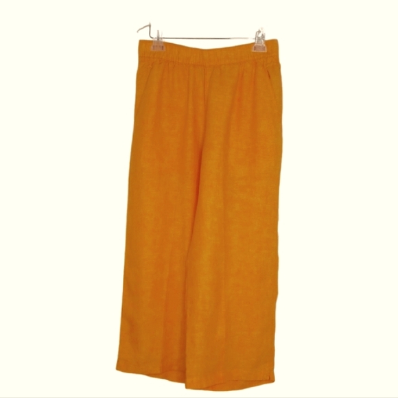 Cynthia Rowley Wide Leg Cropped Pants 100% Linen - Picture 2 of 9